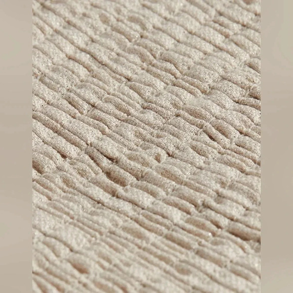 Express Sparkle Beige Linen Blend Tie Front Bandeau Top - Picture 3 of 8